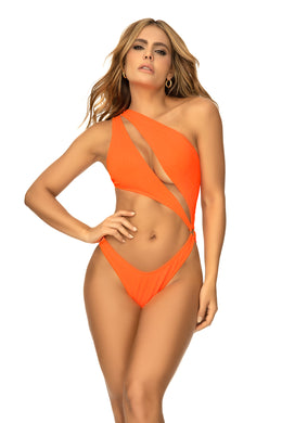 The skin will have a radiant appearance in this ribbed monokini with an adjustable one shoulder strap. Providing medium coverage on the bottom, this monokini is guaranteed to enhance your beachwear style.