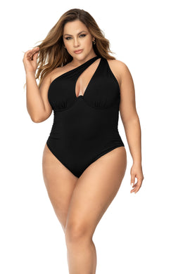One Shoulder Black One Piece Swimsuit